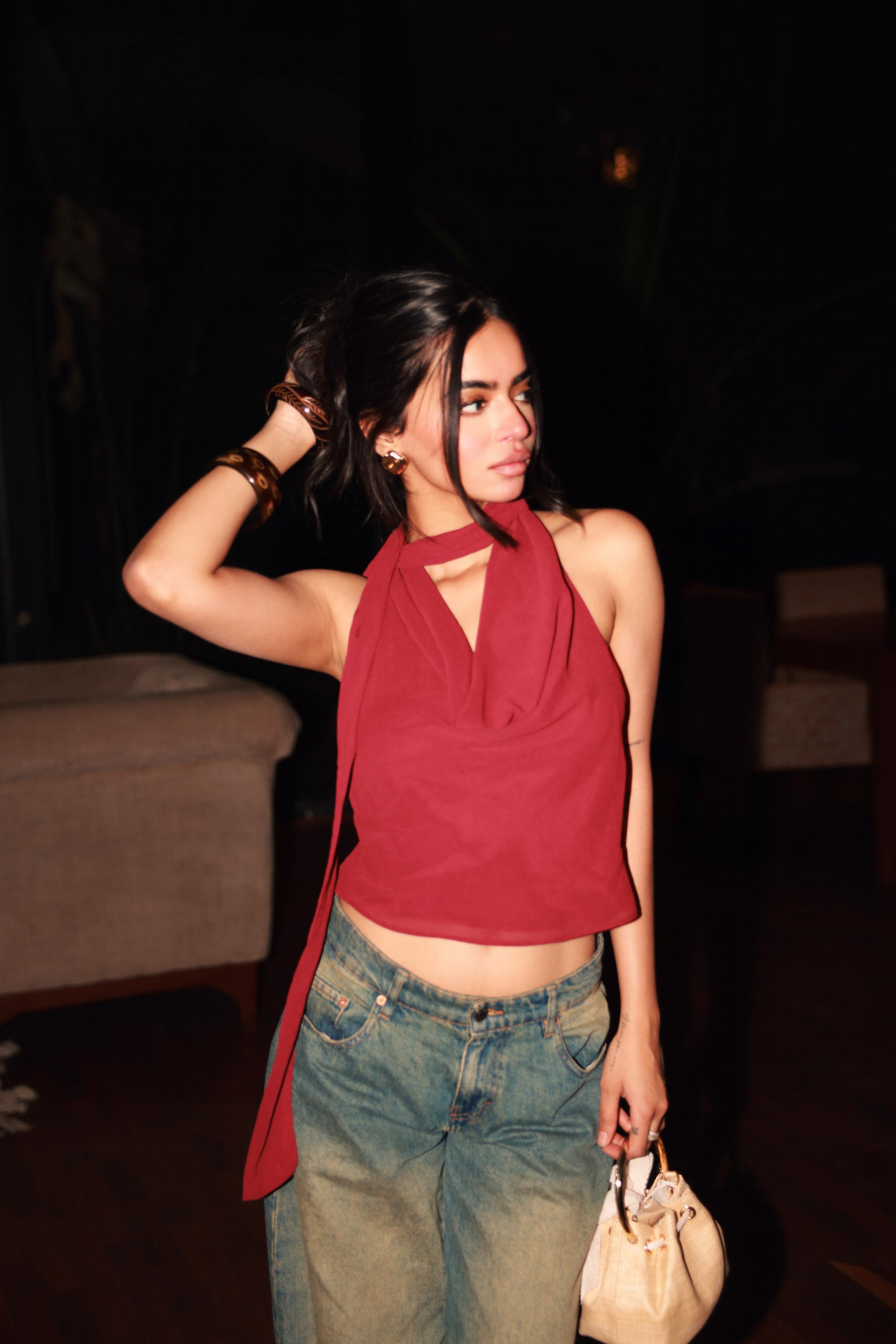 VERONICA BURGUNDY TOP ♡
